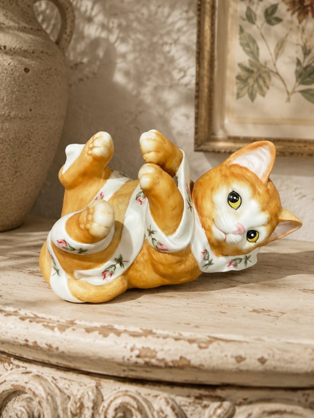 Vintage Musical Cat Figurine Collectible Hand Painted Seymour Mann